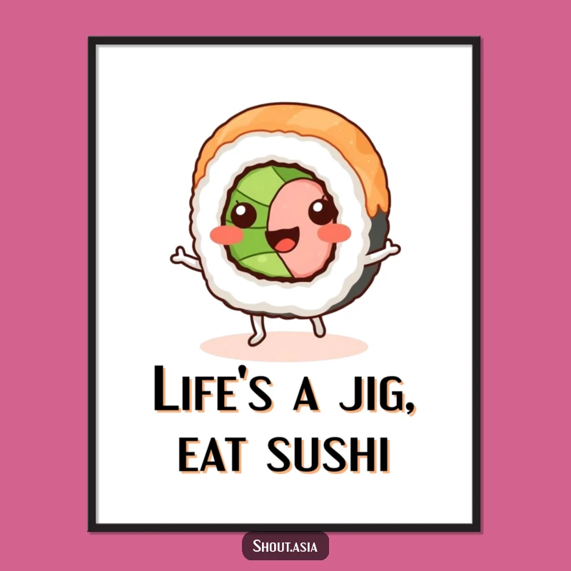Funny Free Printable Wall Art: Dancing Sushi Jig Downloadable Food Art