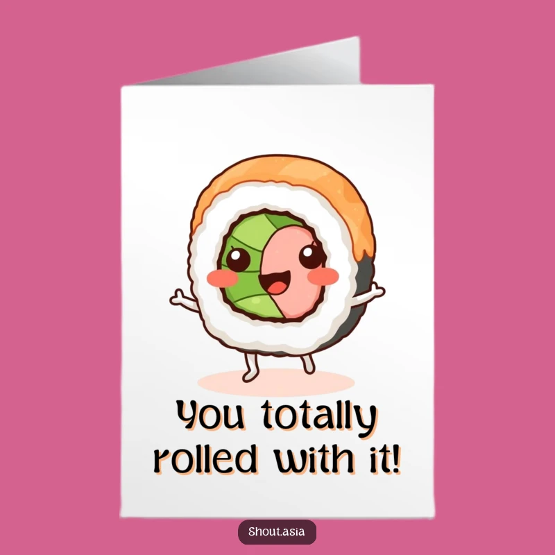 Free Printable Congrats Card: Amusing Sushi Roll Jig Downloadable for Celebration