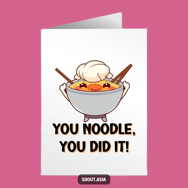 Free Printable Congrats Card: Waving Ramen Celebration Downloadable