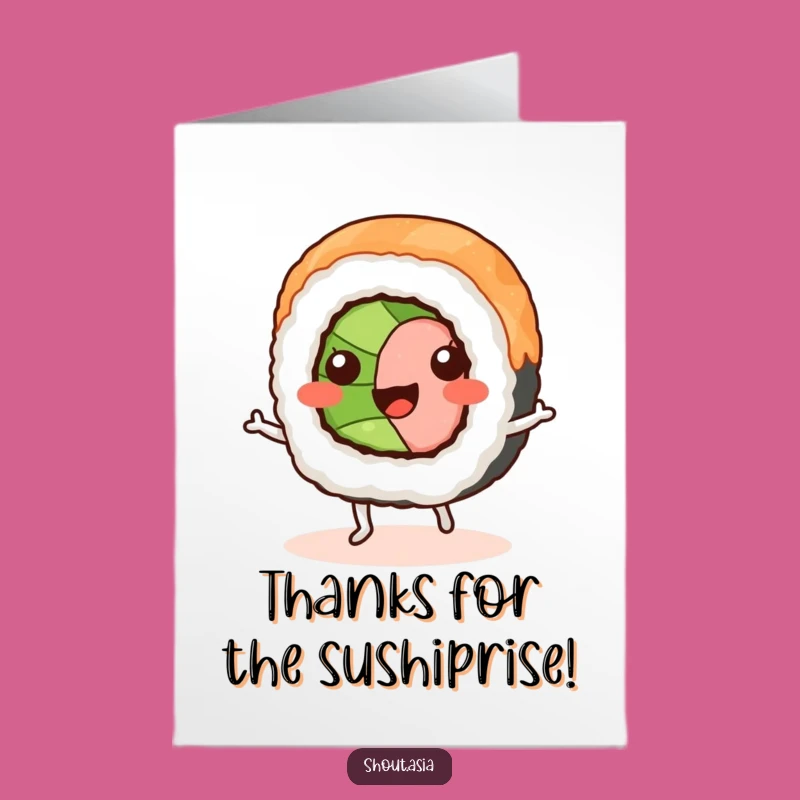 Free Printable Thank You Card: Cute Sushi Jig Expressing Gratitude Downloadable